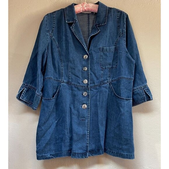 Soft Surroundings Jackets & Blazers - Soft Surroundings Womens Button Front Chambray Tunic Top Jacket Petite Medium